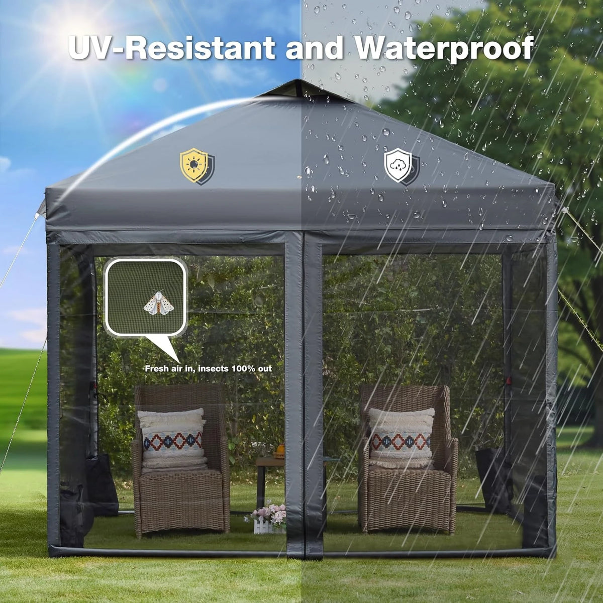 Pop Up Canopy Tent With Mosquito Netting For Outdoor Camping