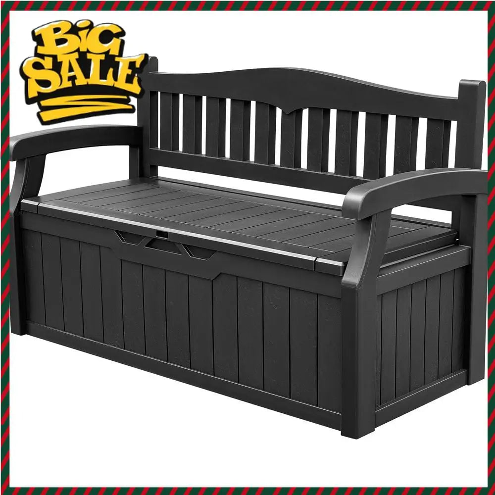 Lockable Outdoor Storage Bench With Seat Cushions For Patio Garden