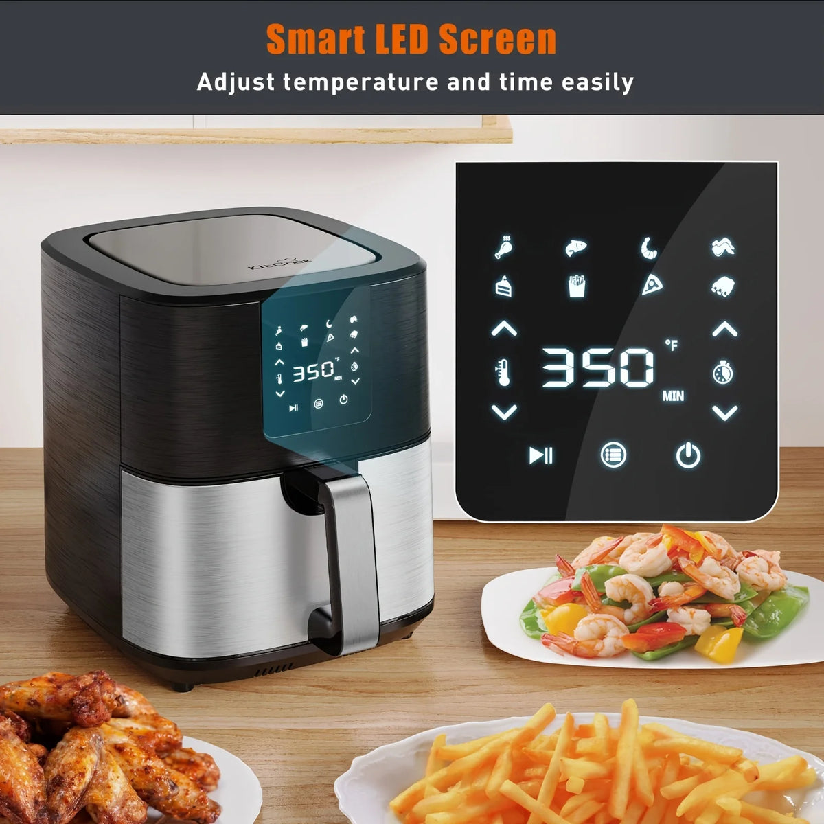 KitCook Air Fryer 1500W Digital Touchscreen Eight Presets UL Certified