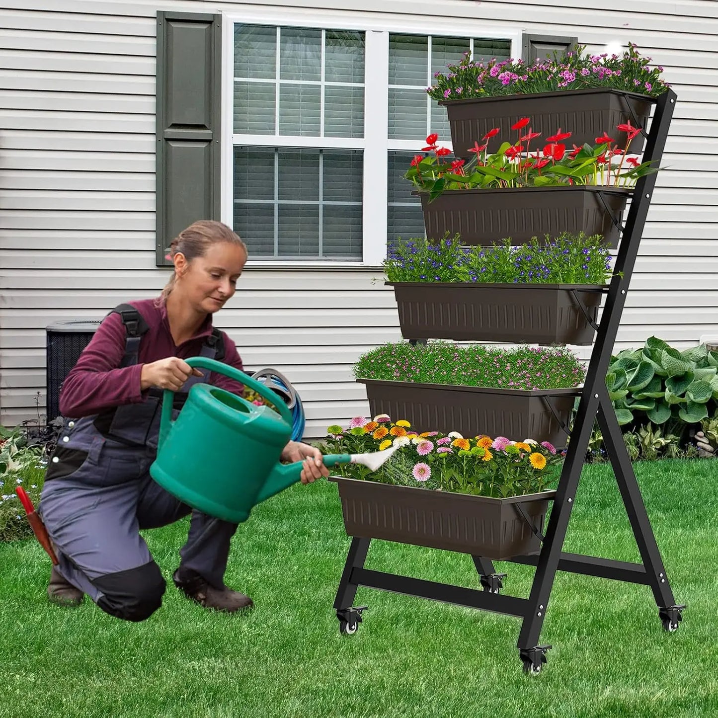 5 Tier Vertical Raised Garden Bed With Drainage For Vegetables Herbs