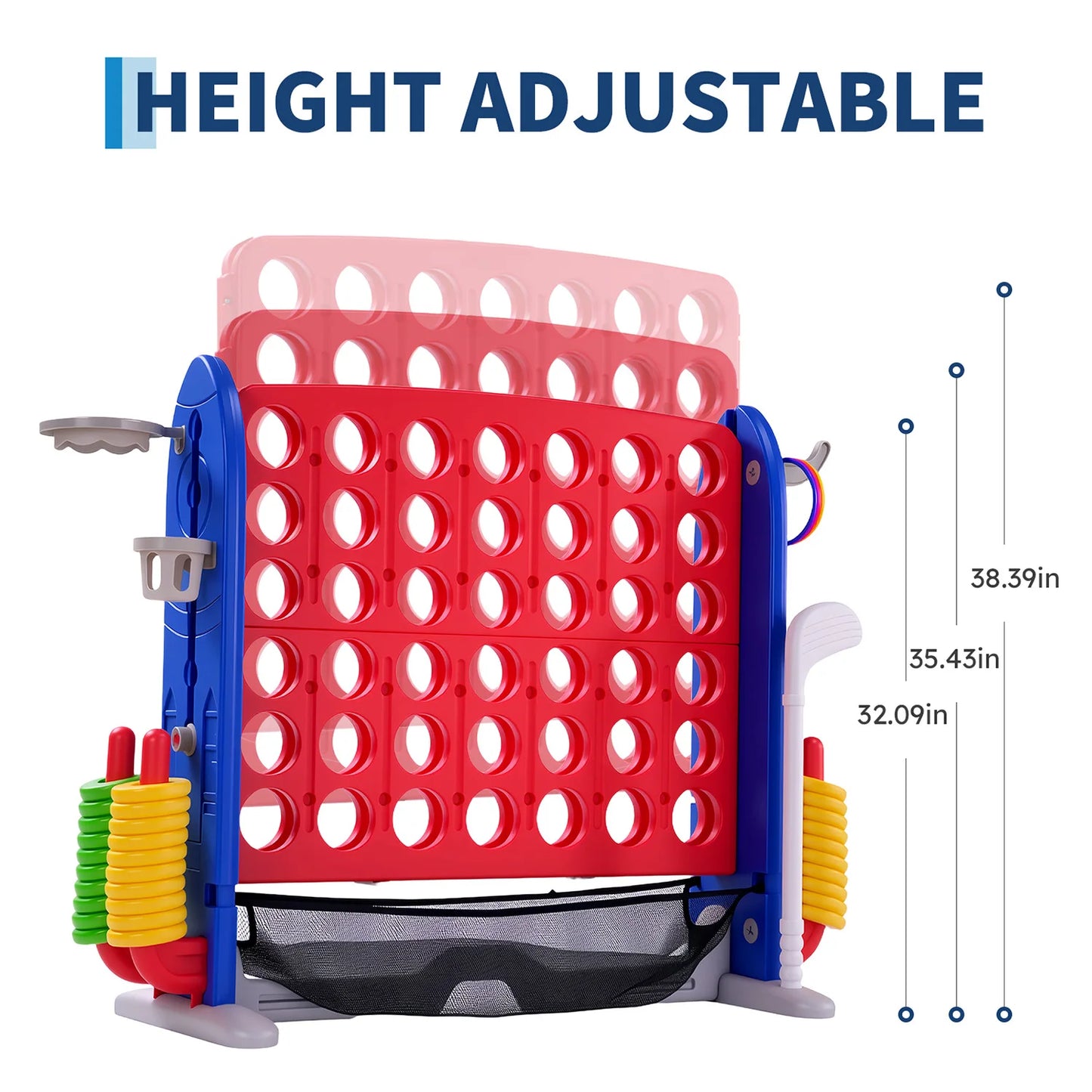 Giant 4-In-1 Connect Game Set With Basketball Hoop Ring Toss