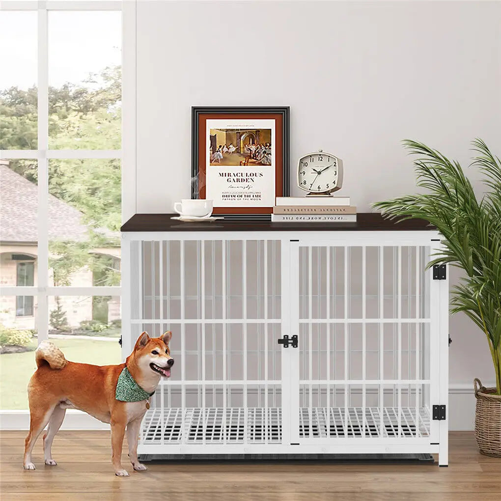 Bingopaw Heavy Duty Metal Dog Crate End Table Furniture Style