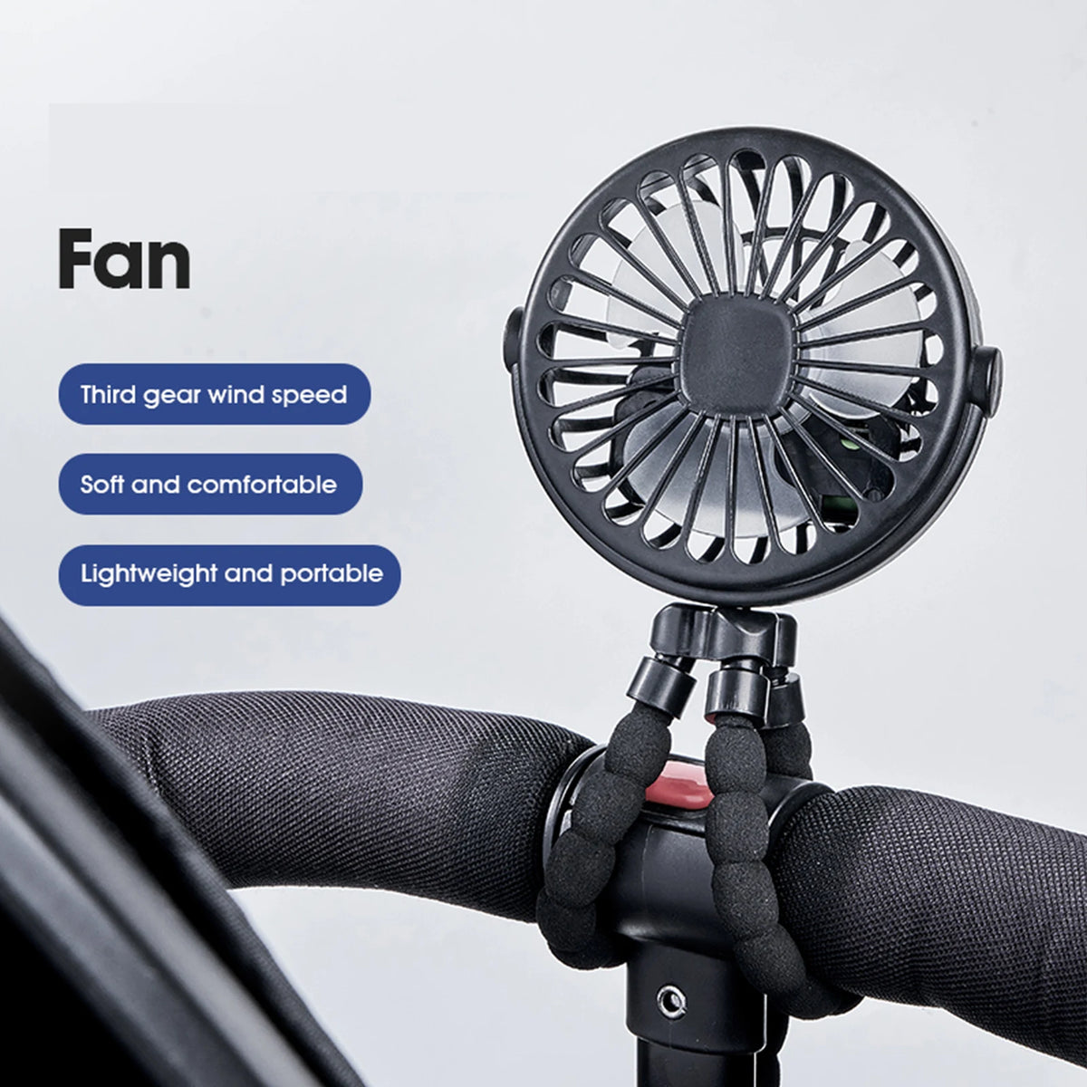 Portable Rechargeable Clip Stroller Fan For Car Seat Travel Cooling