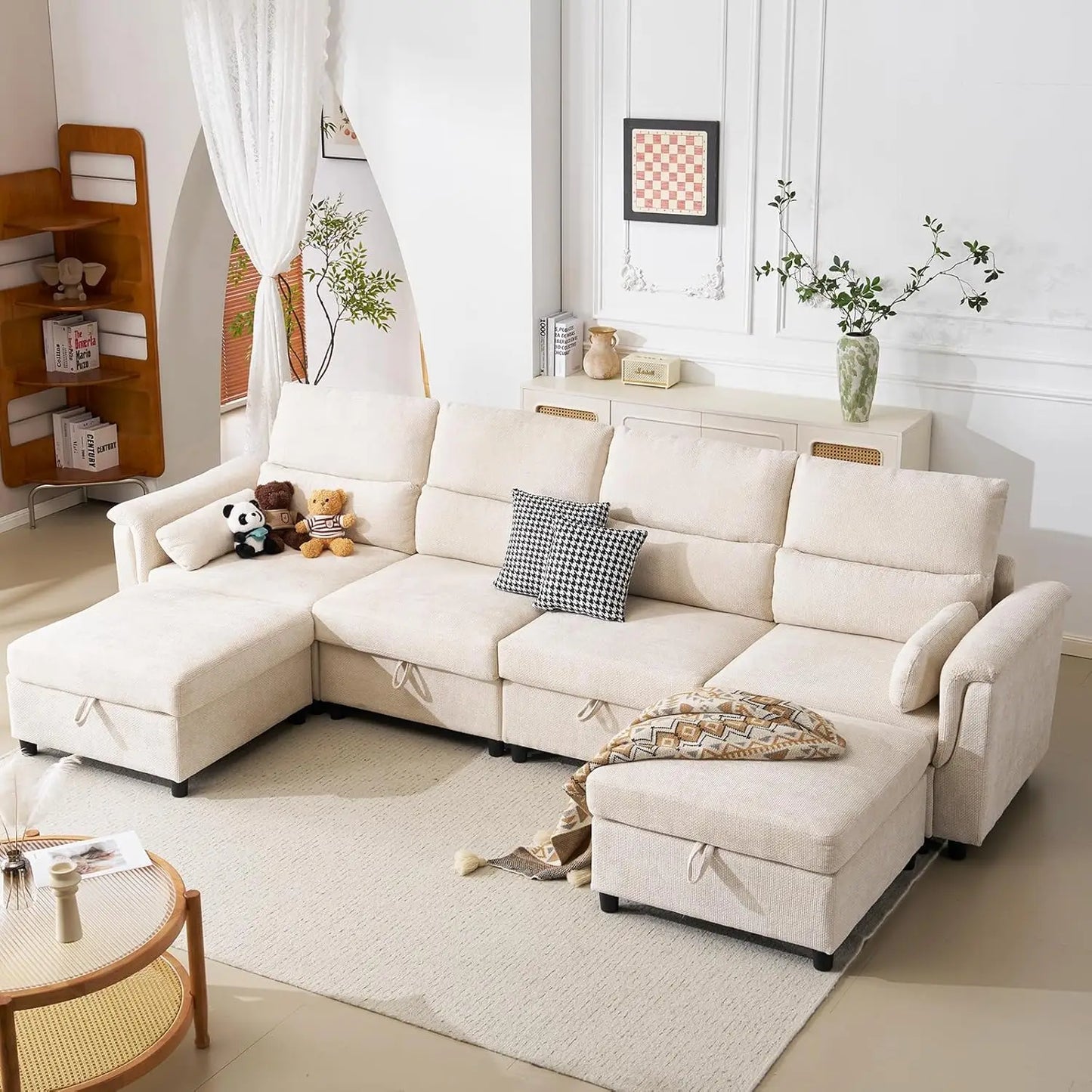 Cloud U Shaped Modern Sofa And L Shaped Sectional For Home Theater With Ottomans