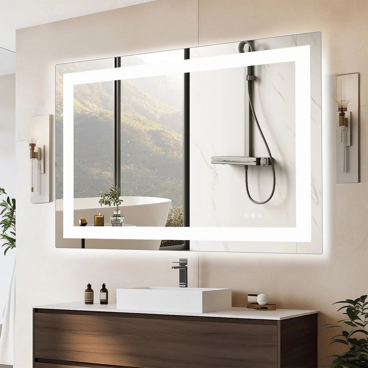 JHK LED Bathroom Vanity Mirror With Front And Backlit Lighting