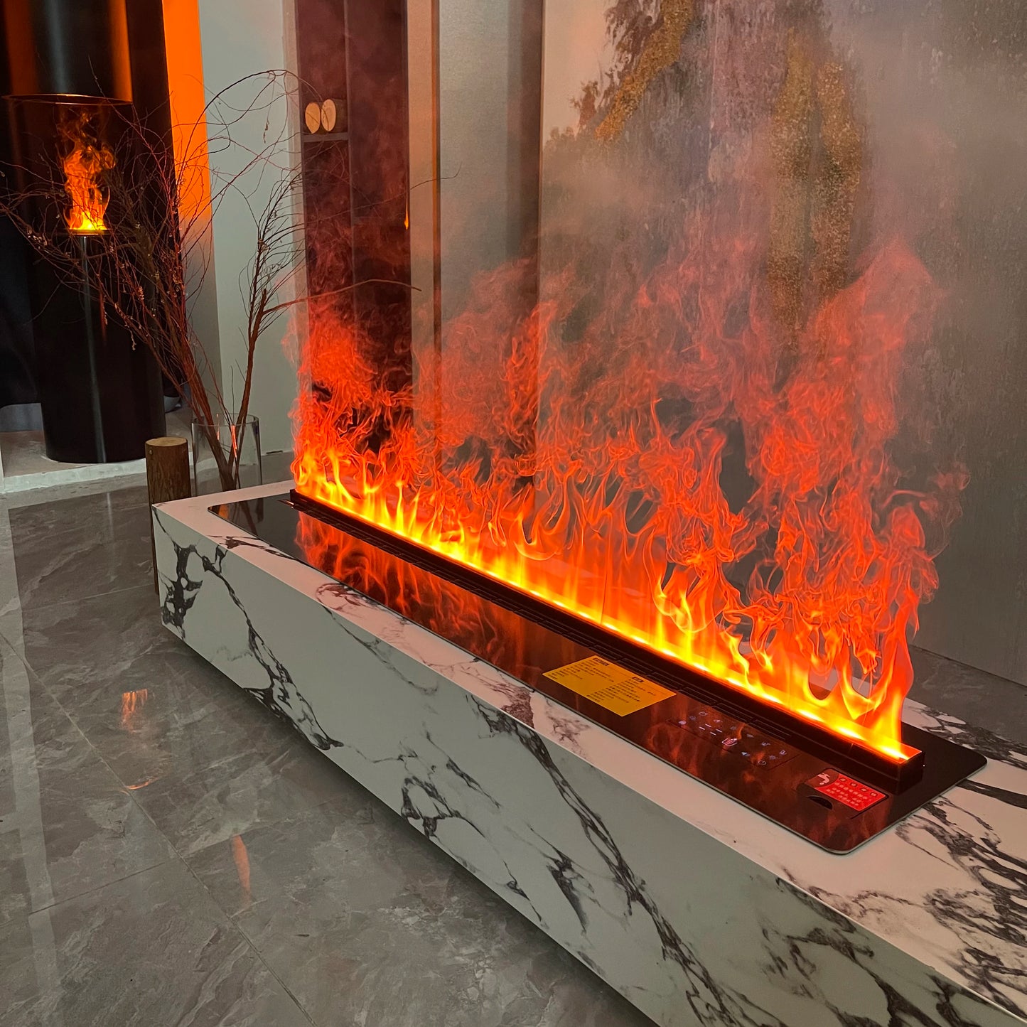 Smart 3D Atomizing Electric Fireplace With LED Steam Flame And App Control