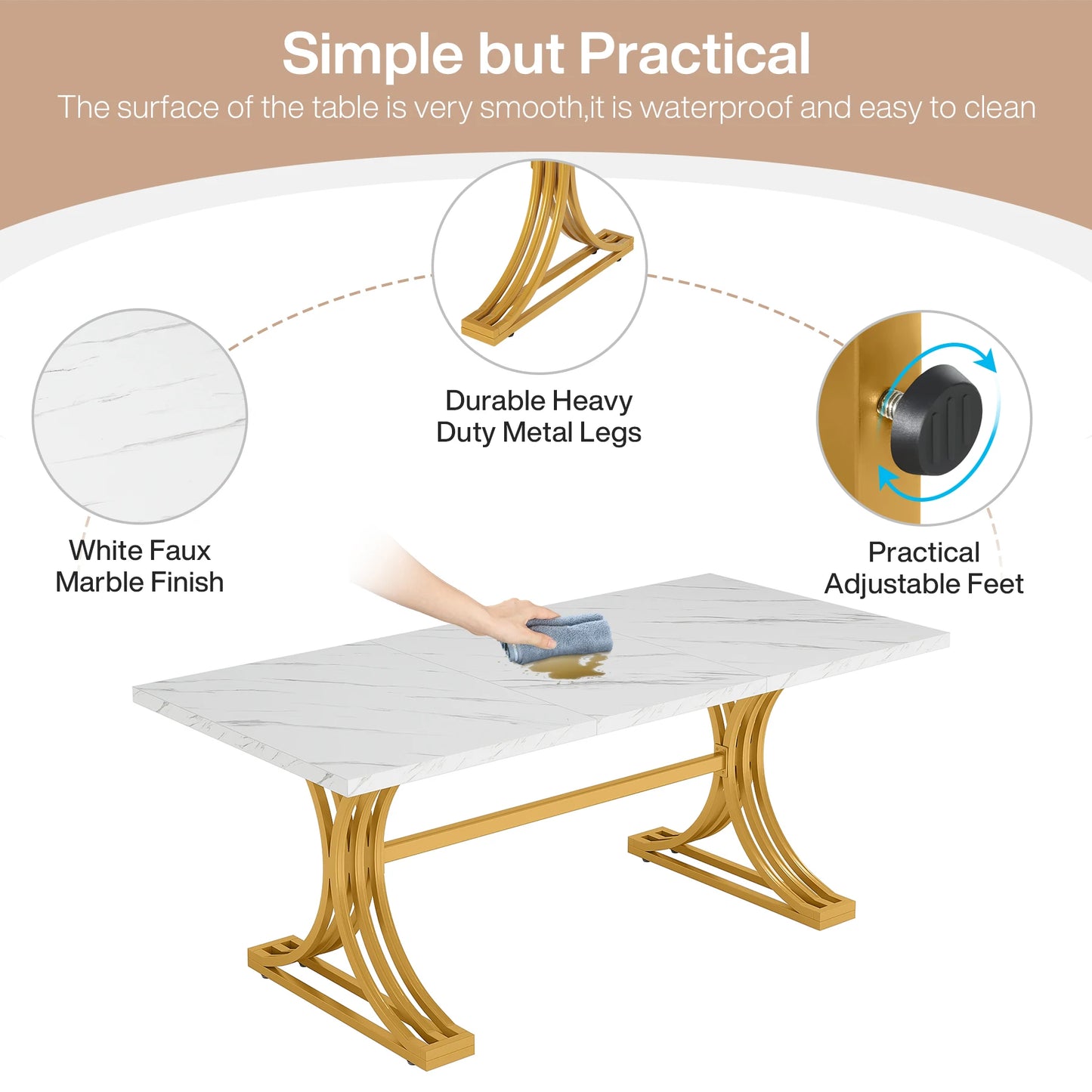 Tribesigns Rectangular Dining Table Modern Kitchen Table