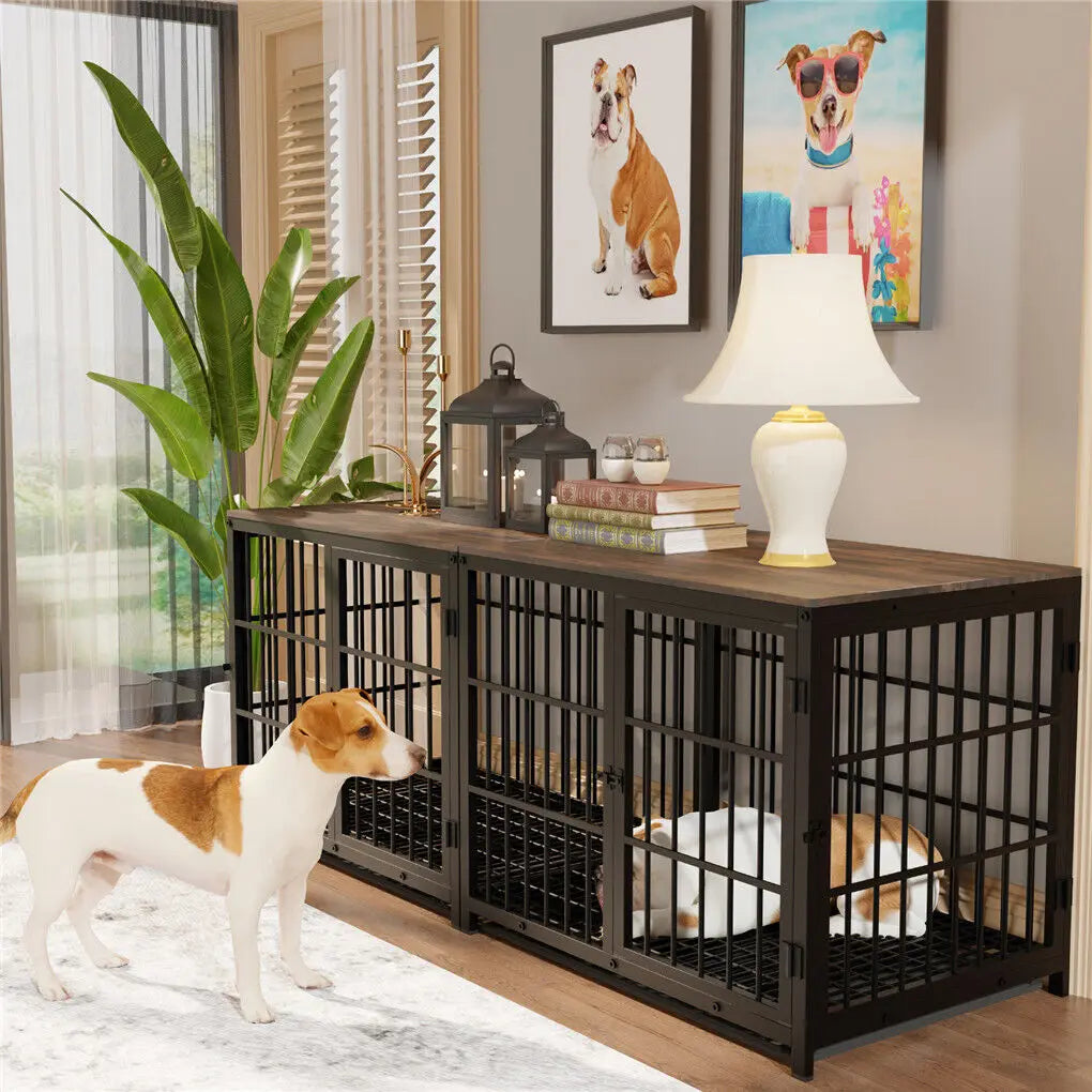 Bingopaw Heavy Duty Metal Dog Crate End Table Furniture Style