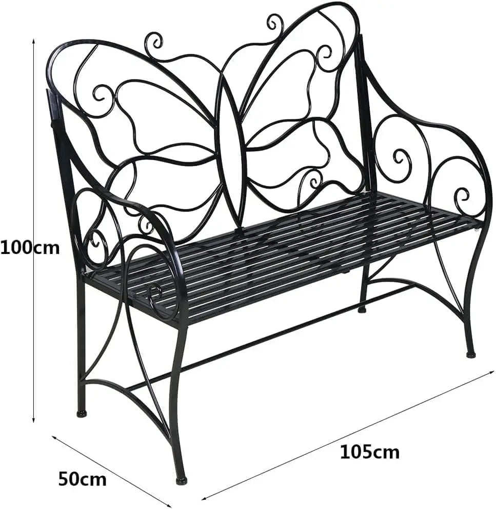 Butterfly Bench With Armrests Cast Iron Outdoor Garden Seating