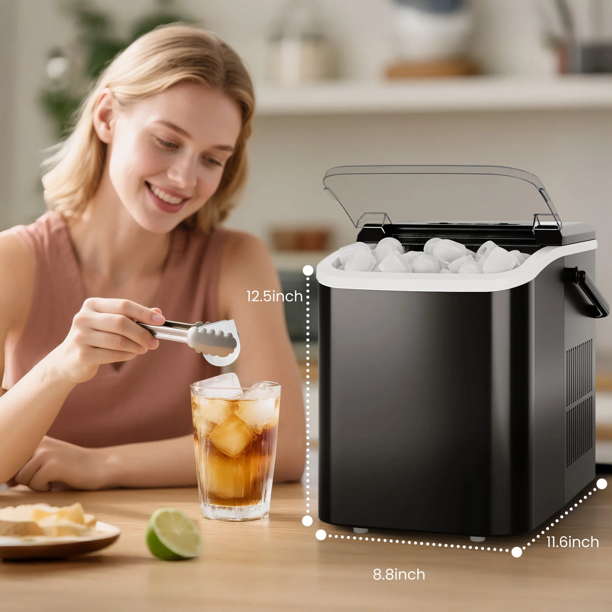 Compact Countertop Ice Maker Self Cleaning Quiet 9 Bullet Cubes