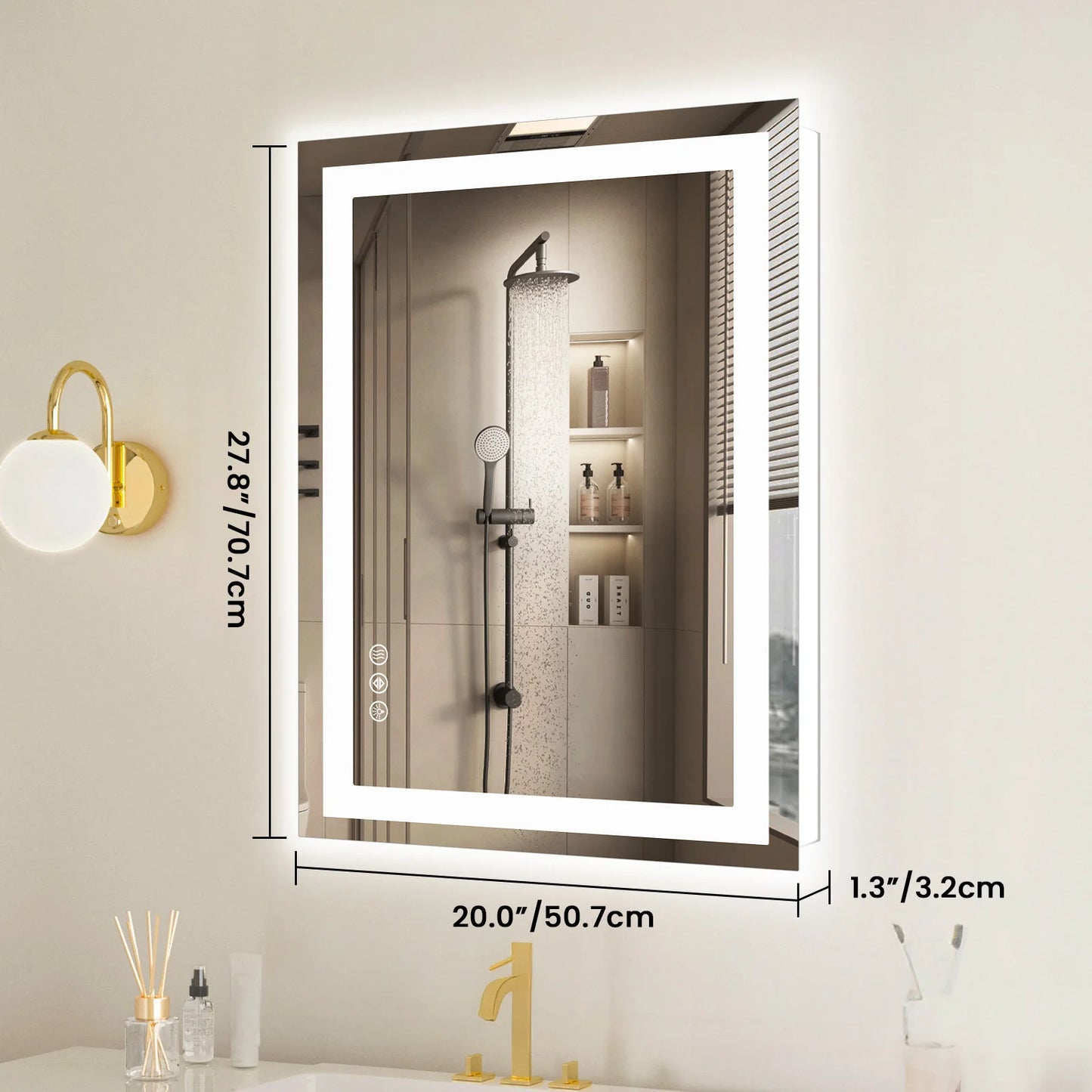 JHK LED Bathroom Vanity Mirror With Front And Backlit Lighting
