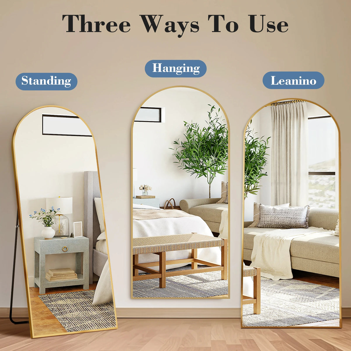 JHK Full Length Mirror Aluminum Frame Leaning Standing Wall Mounted