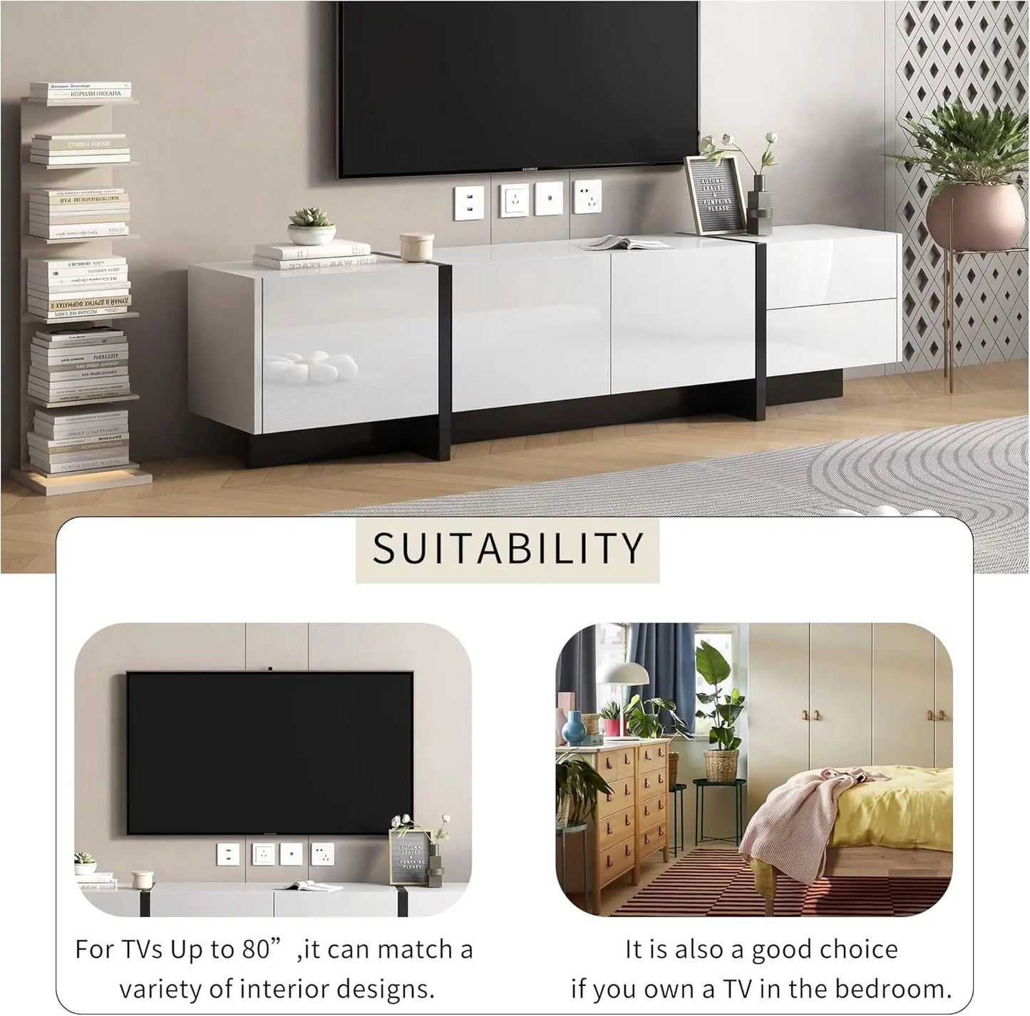 XMSJ Contemporary TV Stand with Modern Storage Cabinet