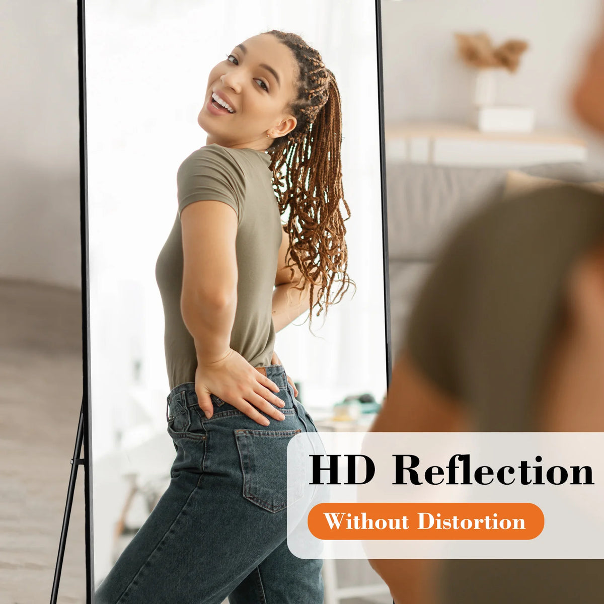 JHK Modern Full Body Standing Wall Mirror With Aluminum Frame