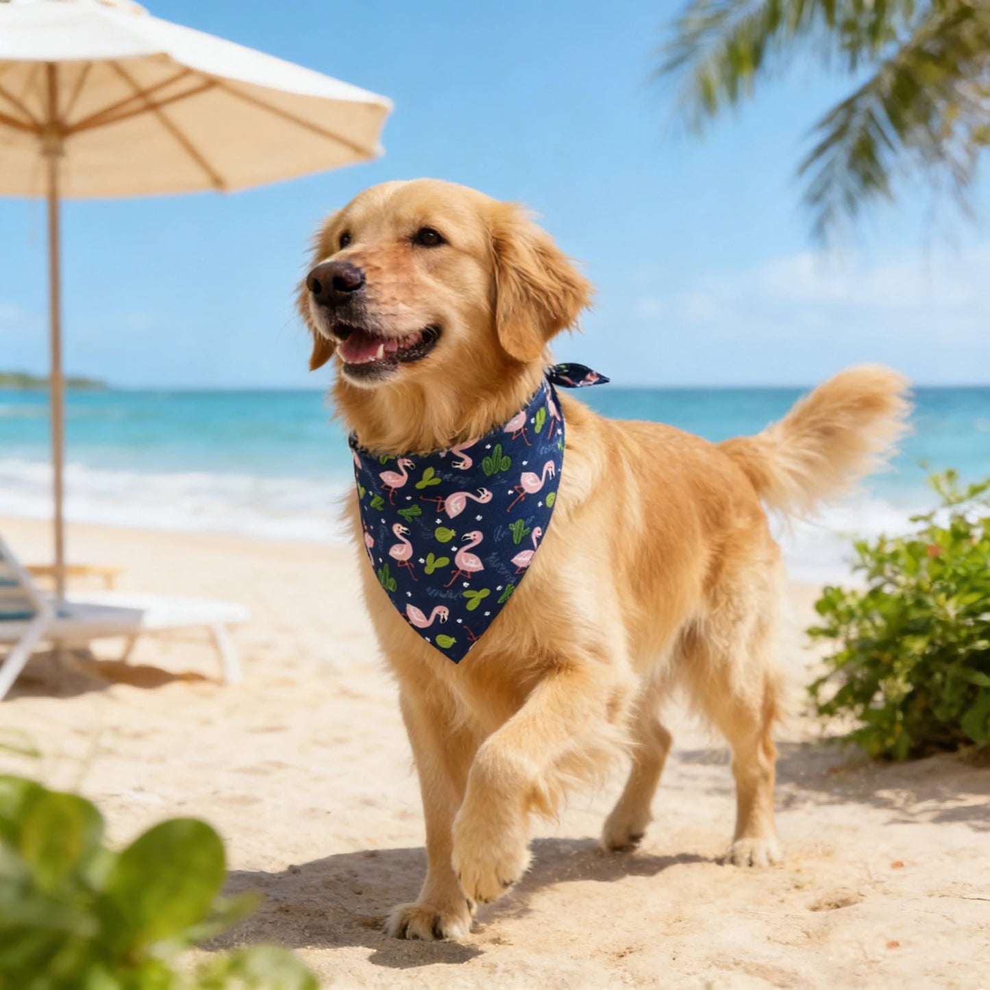 Soft Washable Fruit Floral Dog Bandana Adjustable Cloth Kerchief