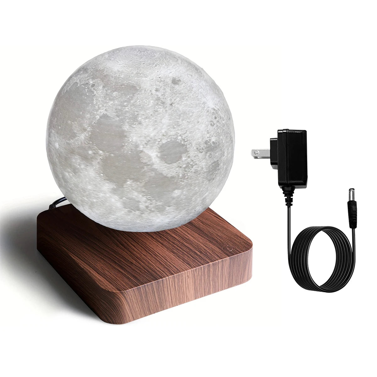 Mexllex Rotating Magnetic Floating Moon Lamp With Wooden Base