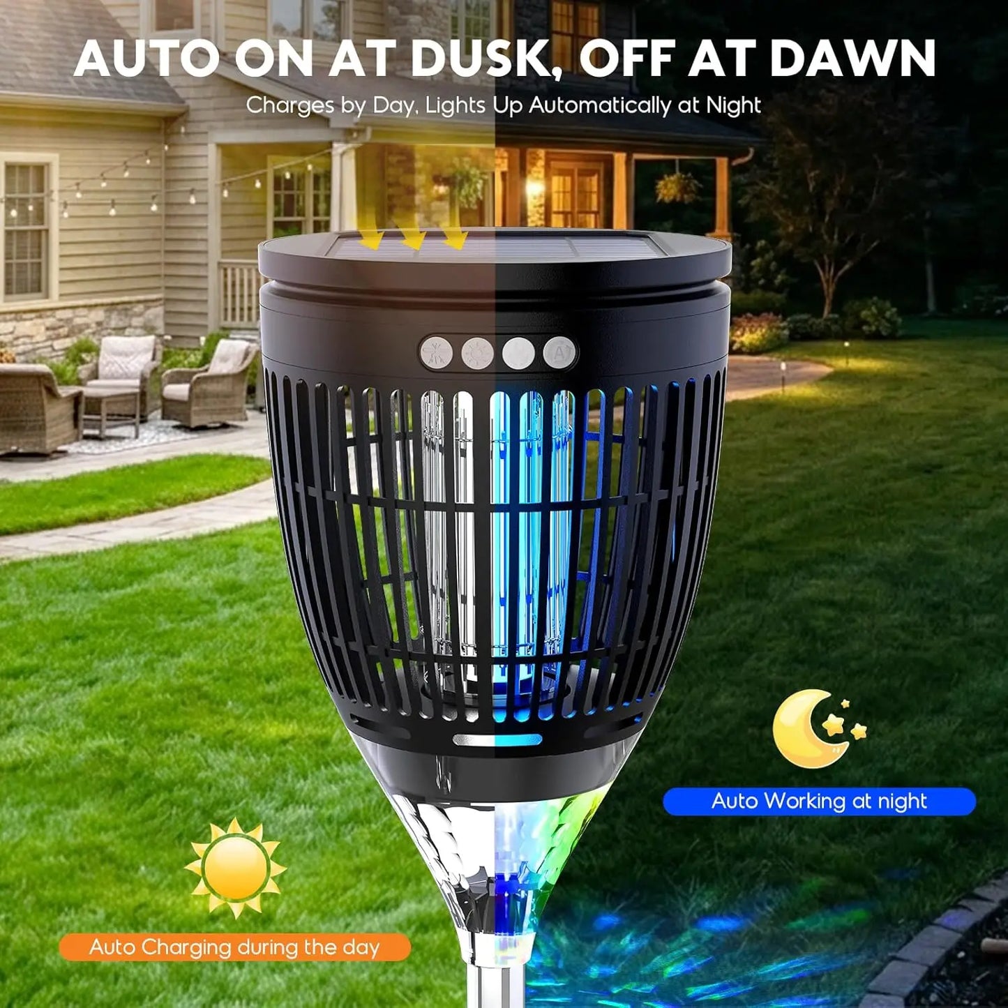 Solar Bug Zapper Outdoor 3-In-1 Mosquito Trap For Yard Garden