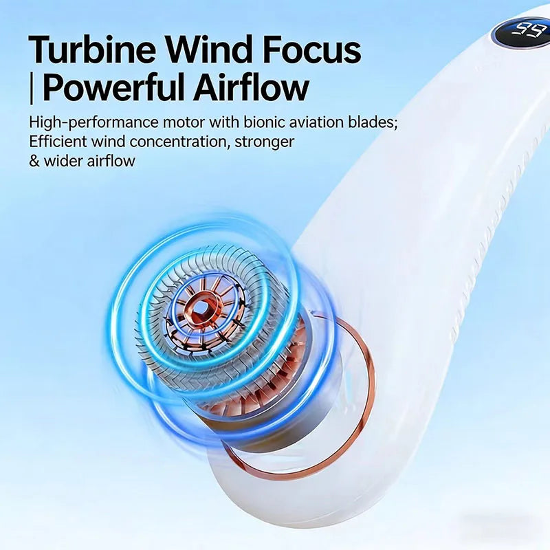 USB Rechargeable Bladeless Neck Fan 5 Speed Portable Air Cooler