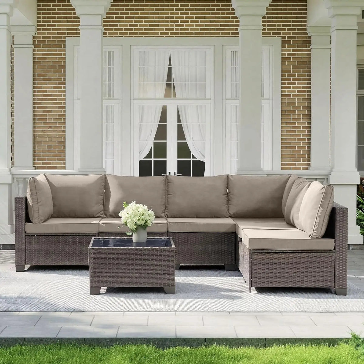 Modern Outdoor Patio Furniture Wicker Sectional Sofa Conversation Garden Set