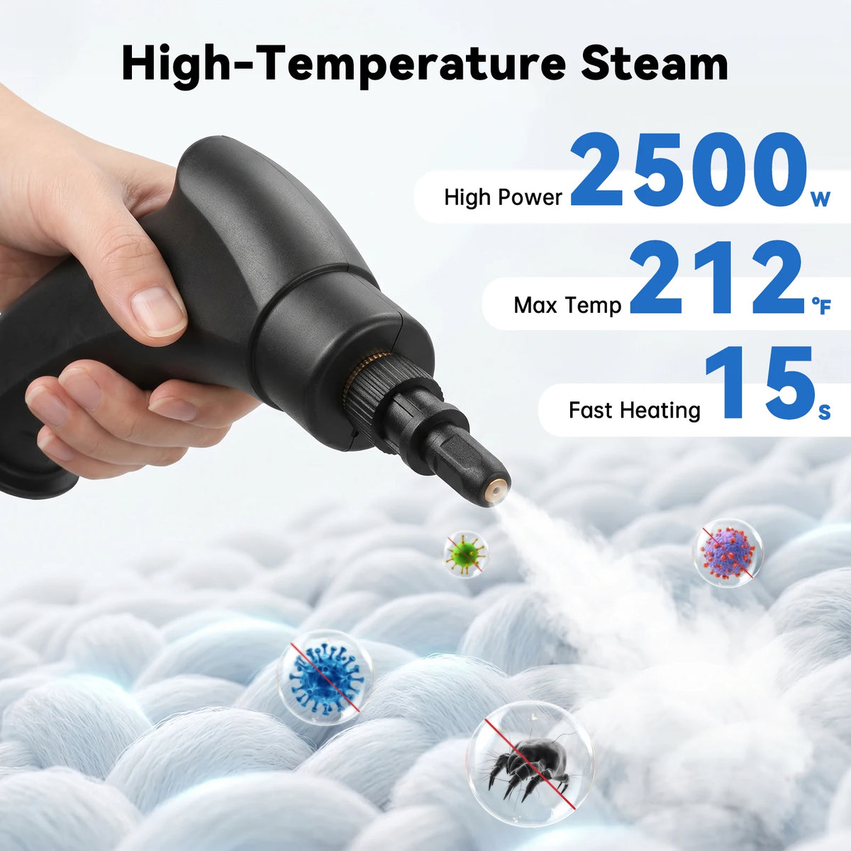 2500W Portable Handheld Steam Cleaner With Multiple Accessories Us Plug