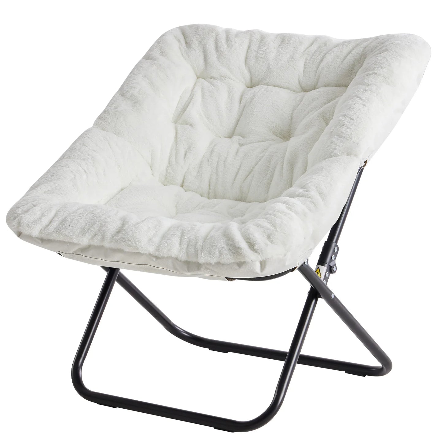 JHK Cozy Saucer Chair With Faux Fur Padded Seat And Metal Frame