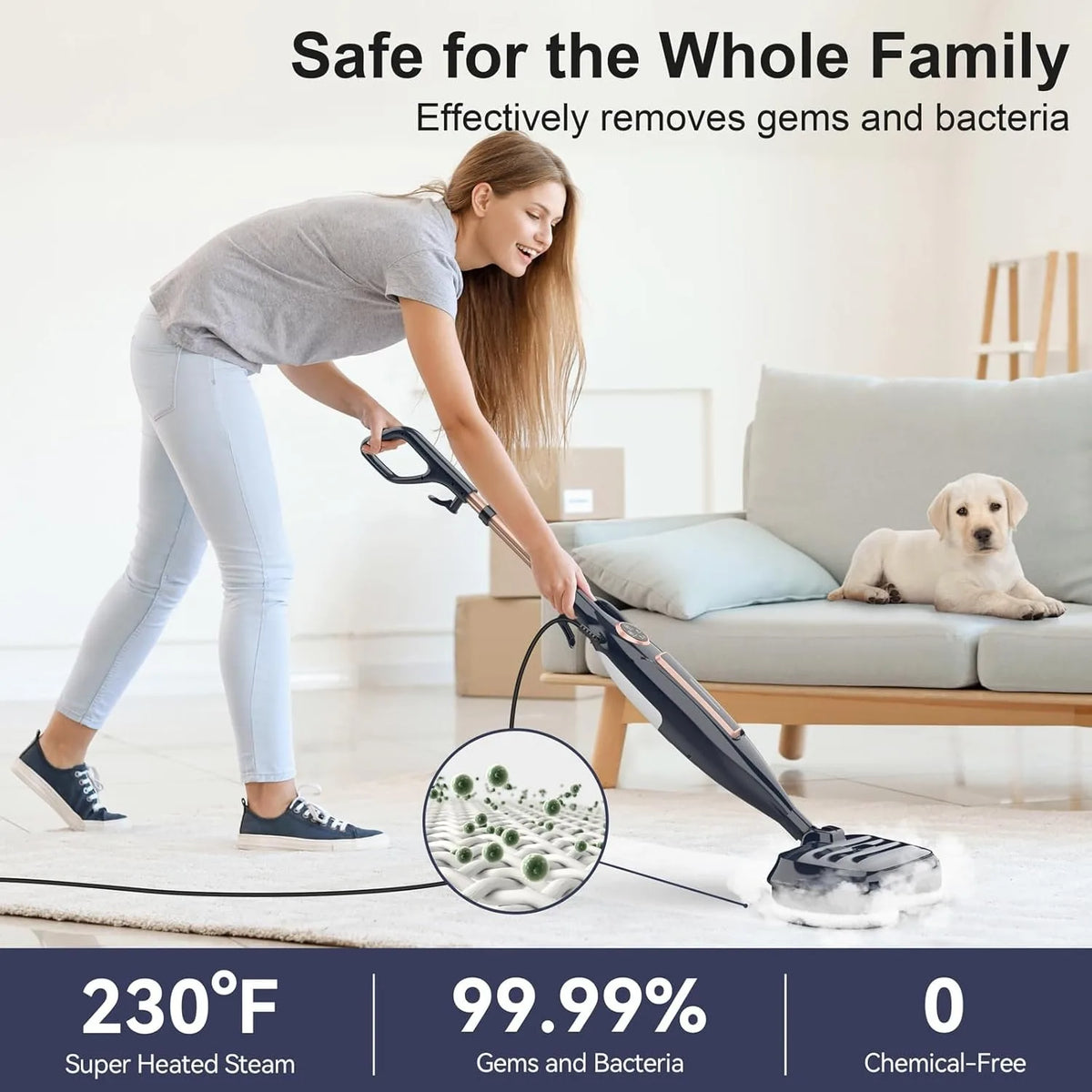 Devoac Steam Mop With Rotating Pad For Hardwood Laminate Floors