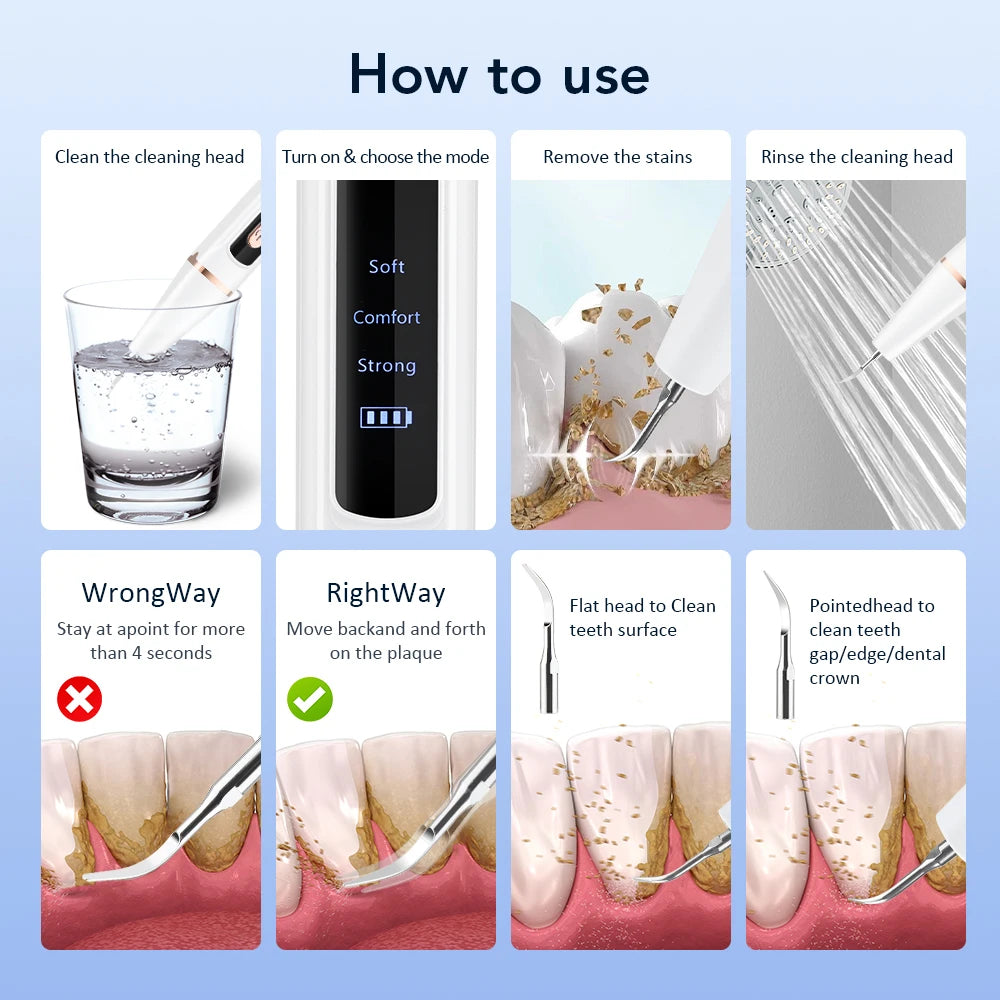 Rechargeable Electric Ultrasonic Teeth Tartar Cleaner Dental Scaler Whitening