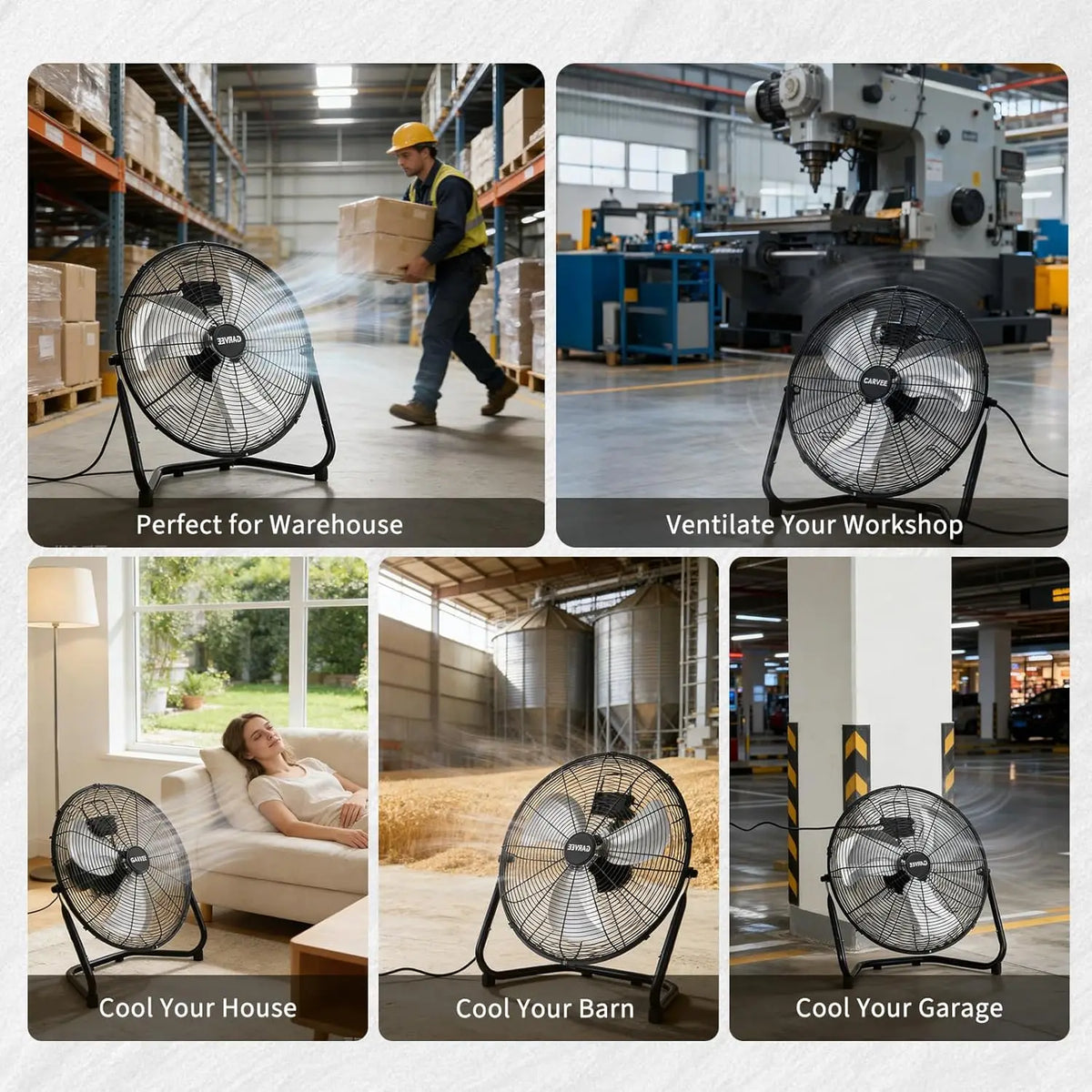 Acekool High Velocity Heavy Duty Industrial Floor Fan Adjustable Tilt