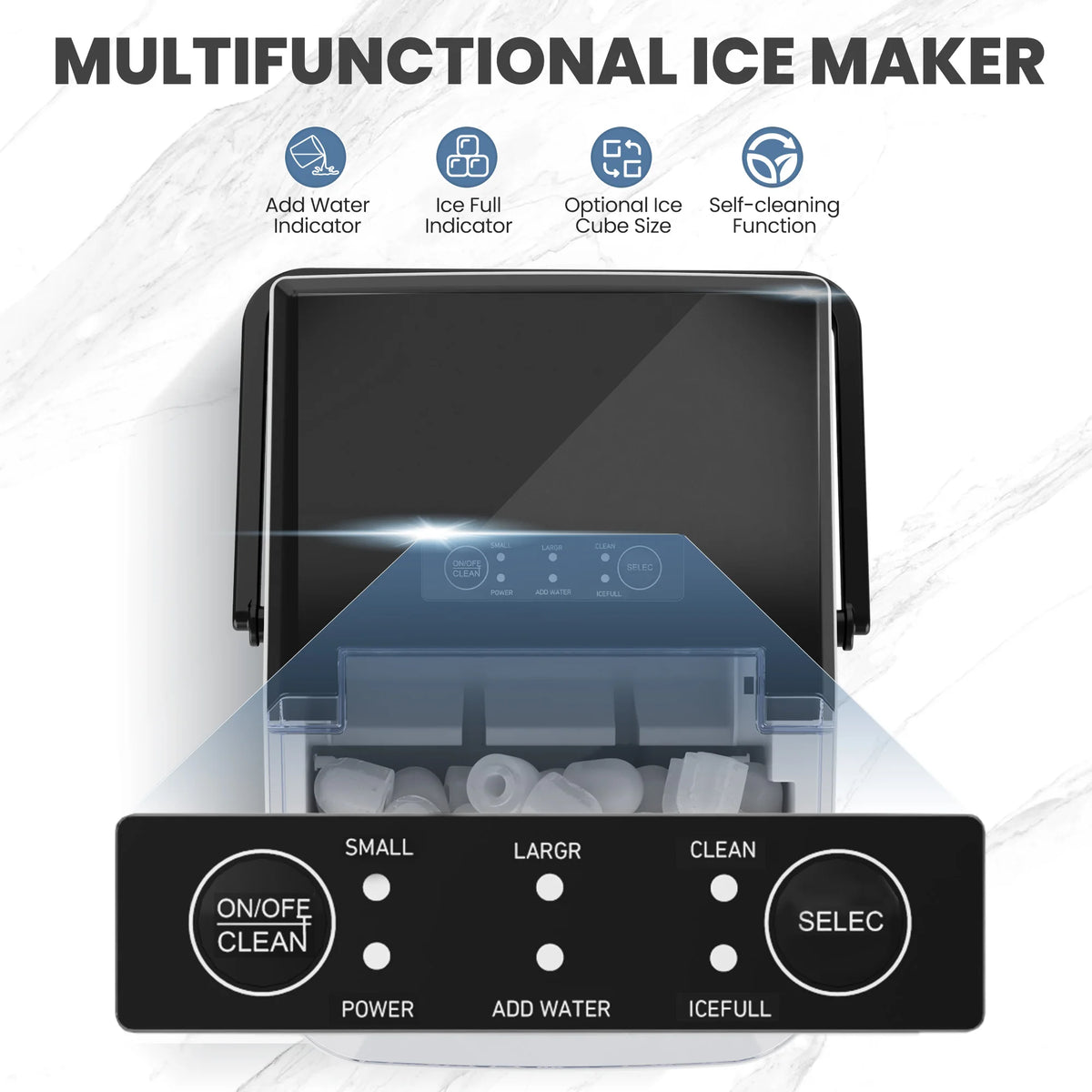 Compact Countertop Ice Maker Self Cleaning Quiet 9 Bullet Cubes