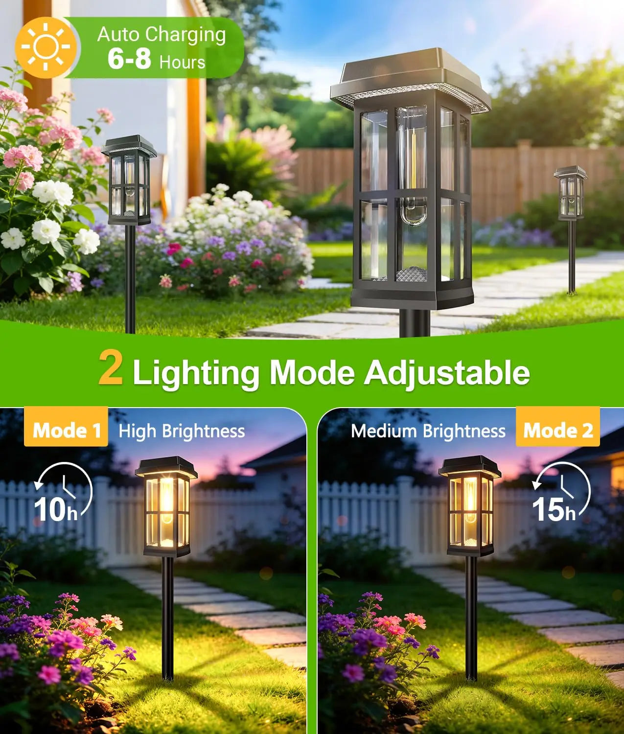 Solar Powered Pathway Lights IP65 Waterproof Outdoor Landscape Lighting