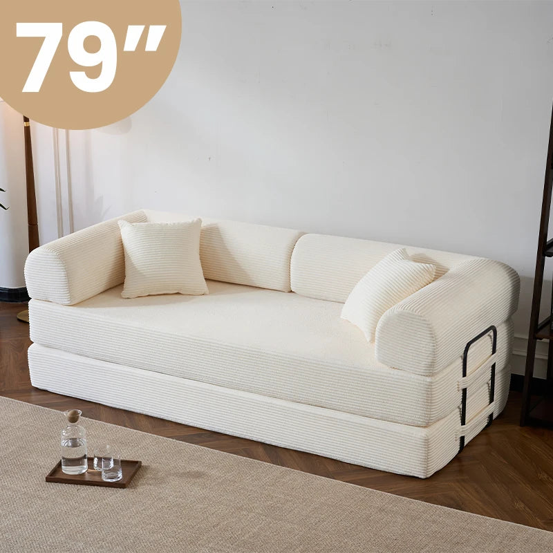 Corduroy Convertible Sofa Bed Foldable Loveseat Sleeper