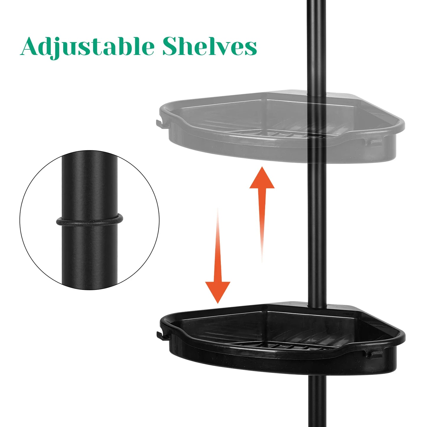 HiMISS Corner Shower Caddy Tension Pole Four Tier Storage Organizer