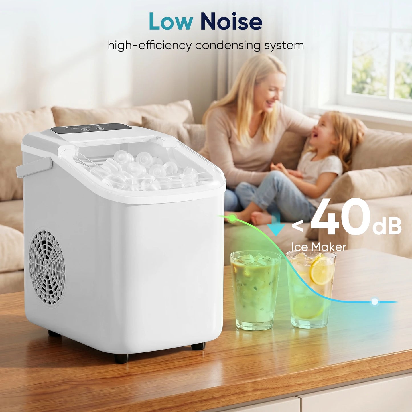 Countertop Portable Ice Maker With Scoop Handle For Home Kitchen