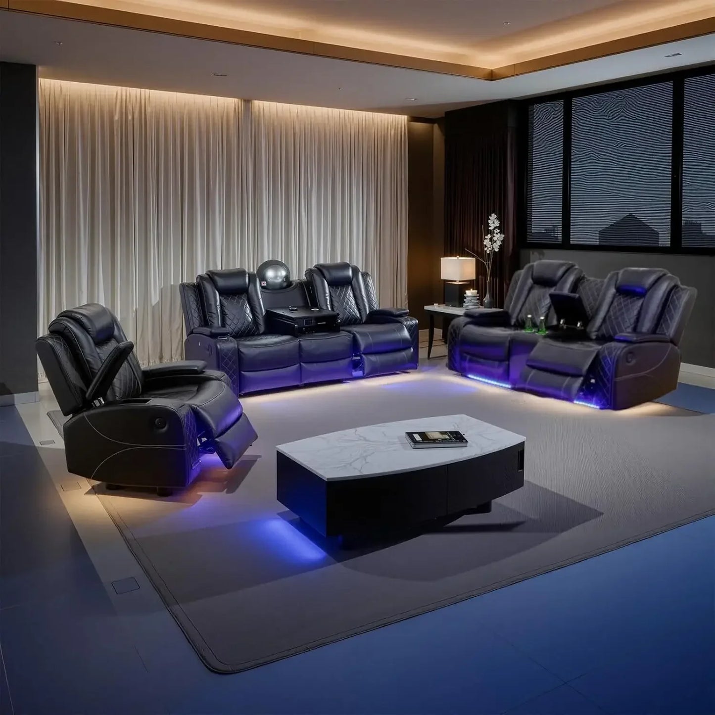 Power Living Room Furniture Set Electric Recliner With LED Light