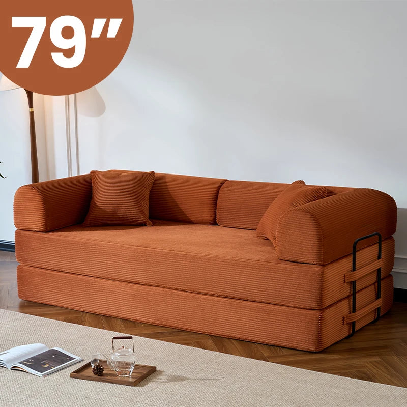 Corduroy Convertible Sofa Bed Foldable Loveseat Sleeper