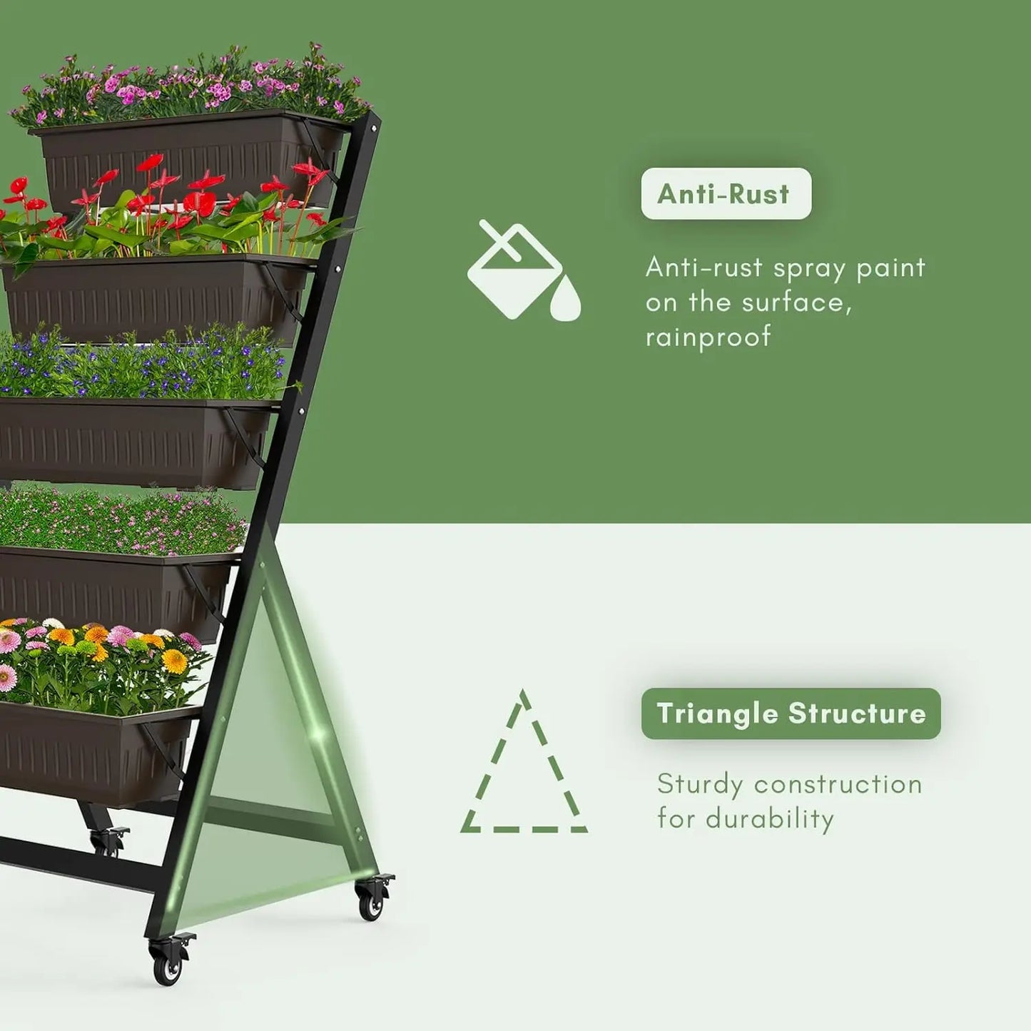 5 Tier Vertical Raised Garden Bed With Drainage For Vegetables Herbs