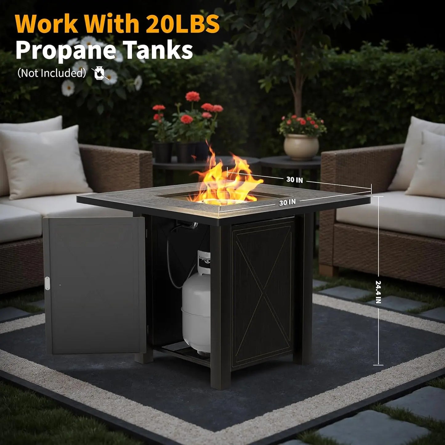 Propane Fire Pit Table With Premium Ceramic Top 50000 BTU