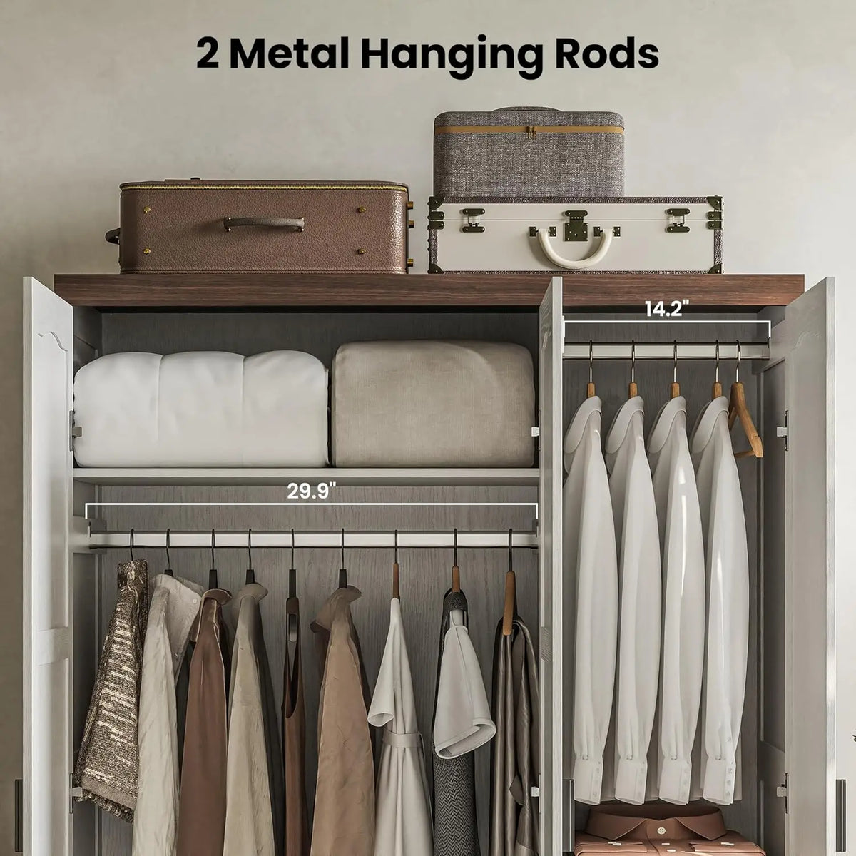 3 Door Armoire Wardrobe With Mirror Bedroom Furniture Storage Solution