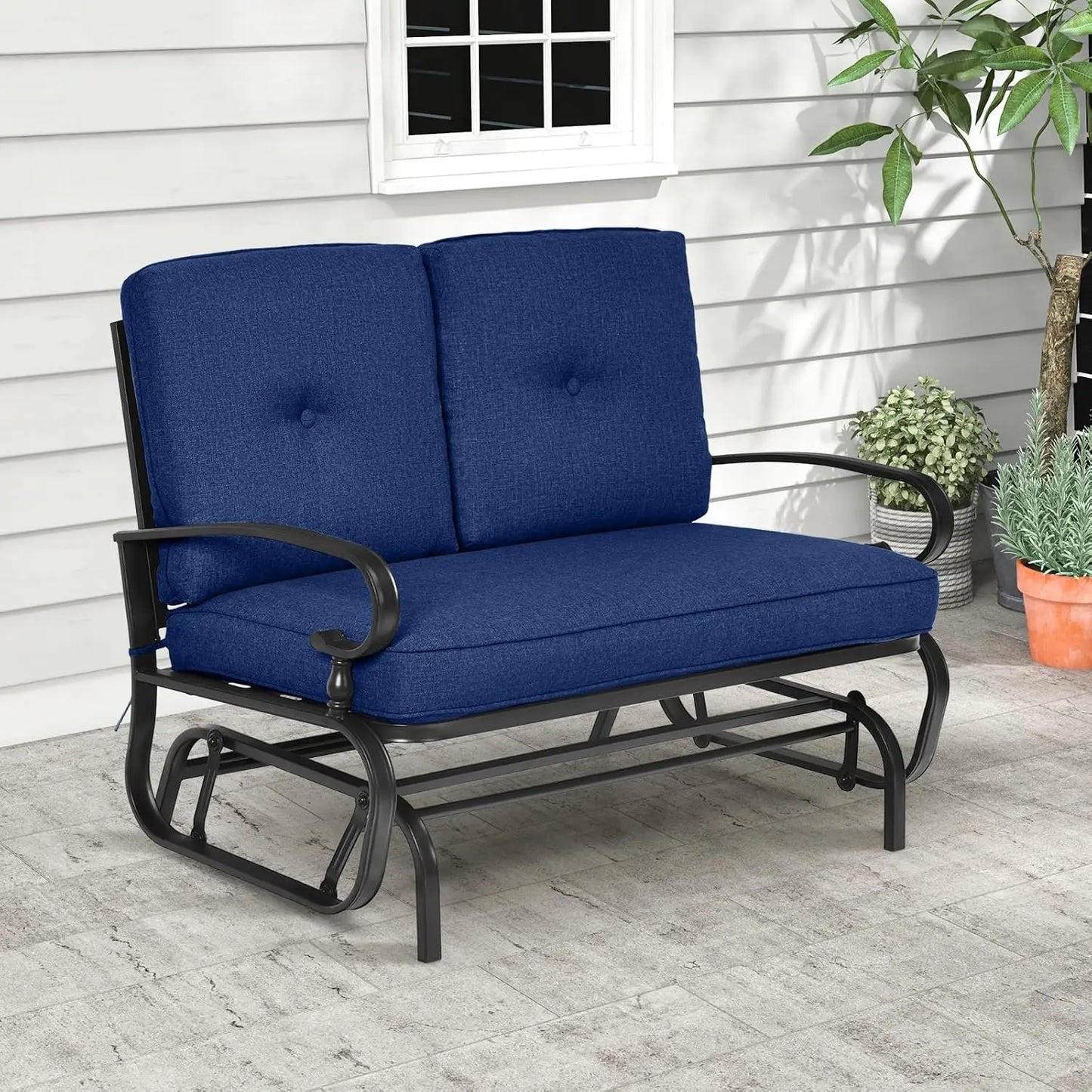 Outdoor Glider Swing Chair for Two with Steel Frame