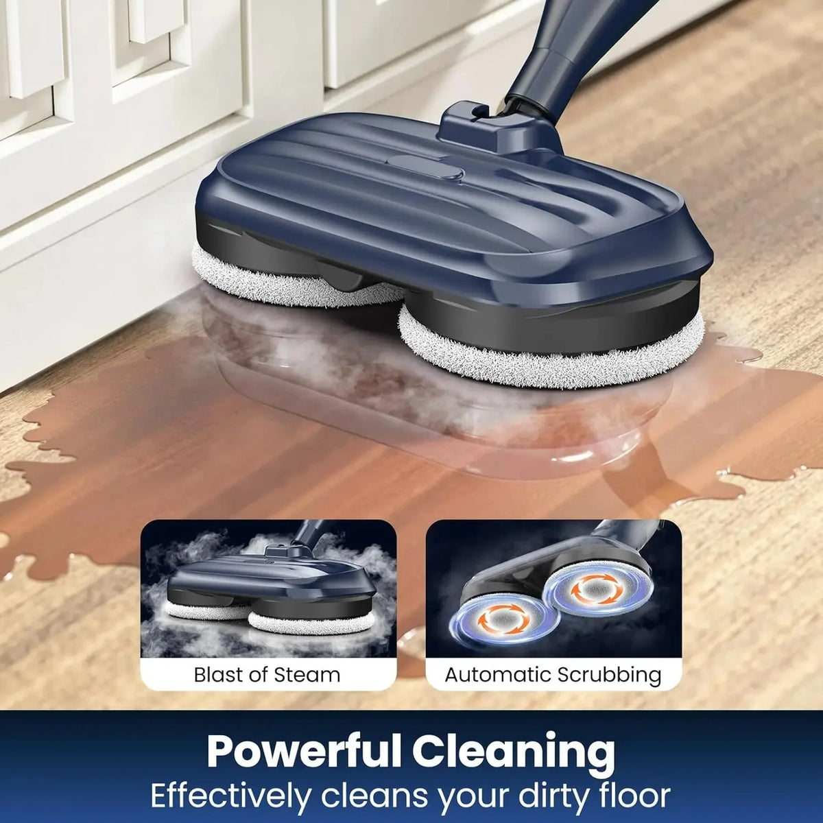 Devoac Steam Mop With Rotating Pad For Hardwood Laminate Floors