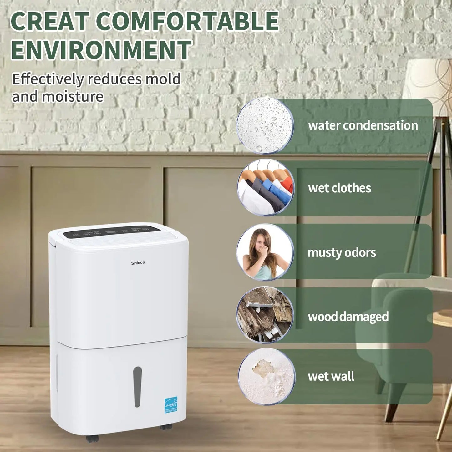 Shinco 150 Pints Energy Star Dehumidifier With Built In Pump