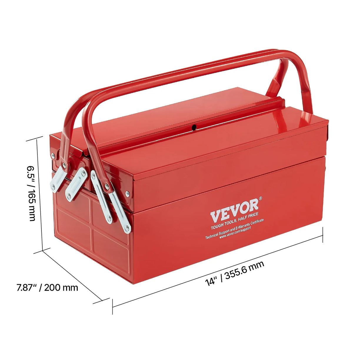 SucceBuy Metal Tool Box Portable Folding Organizer With Handle Lock