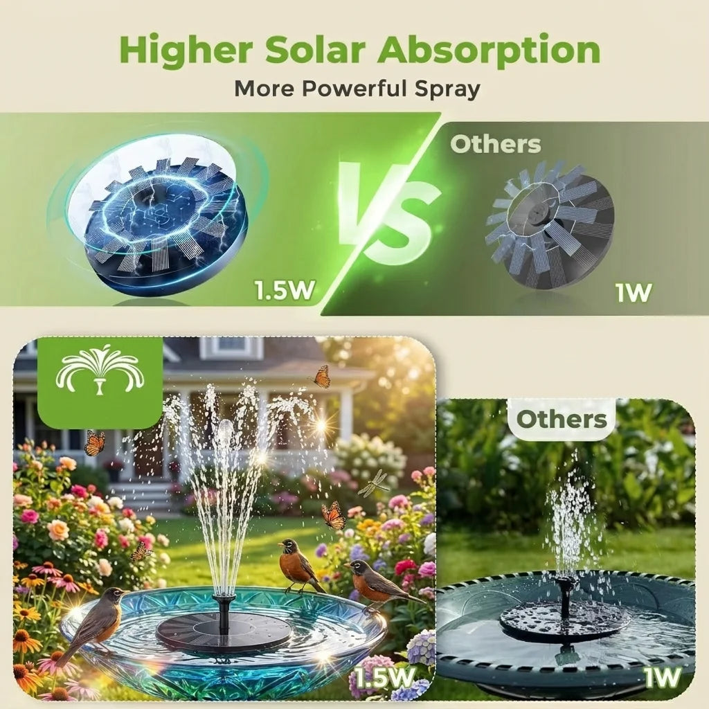 Stable Solar Fountain With Six Nozzles For Garden Pond Landscaping
