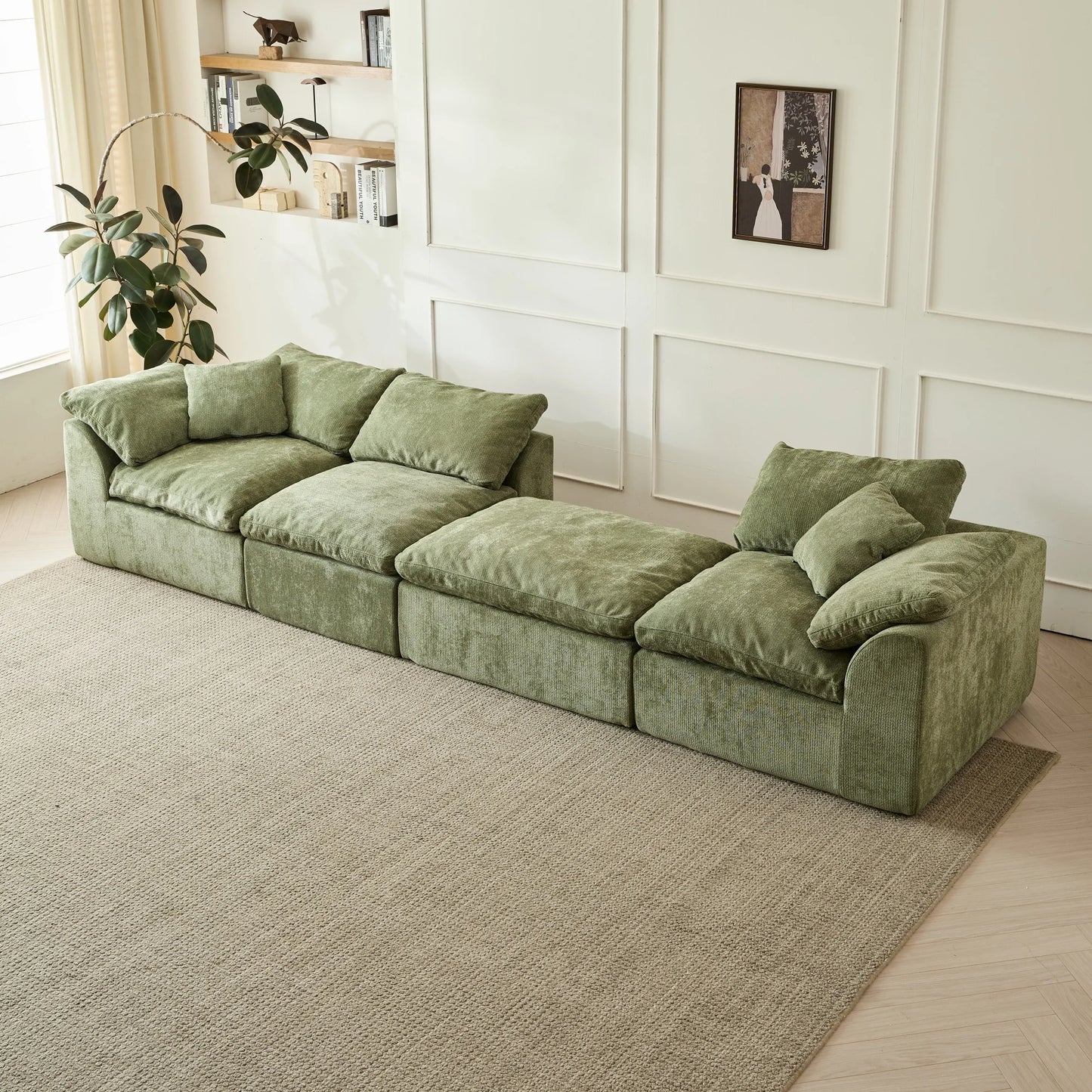 Yeflixvrau L-Shaped 3-Seater Modular Sofa With Ottoman