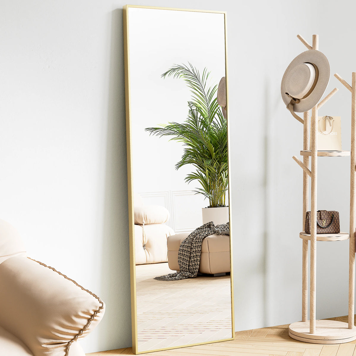 JHK Modern Full Body Standing Wall Mirror With Aluminum Frame