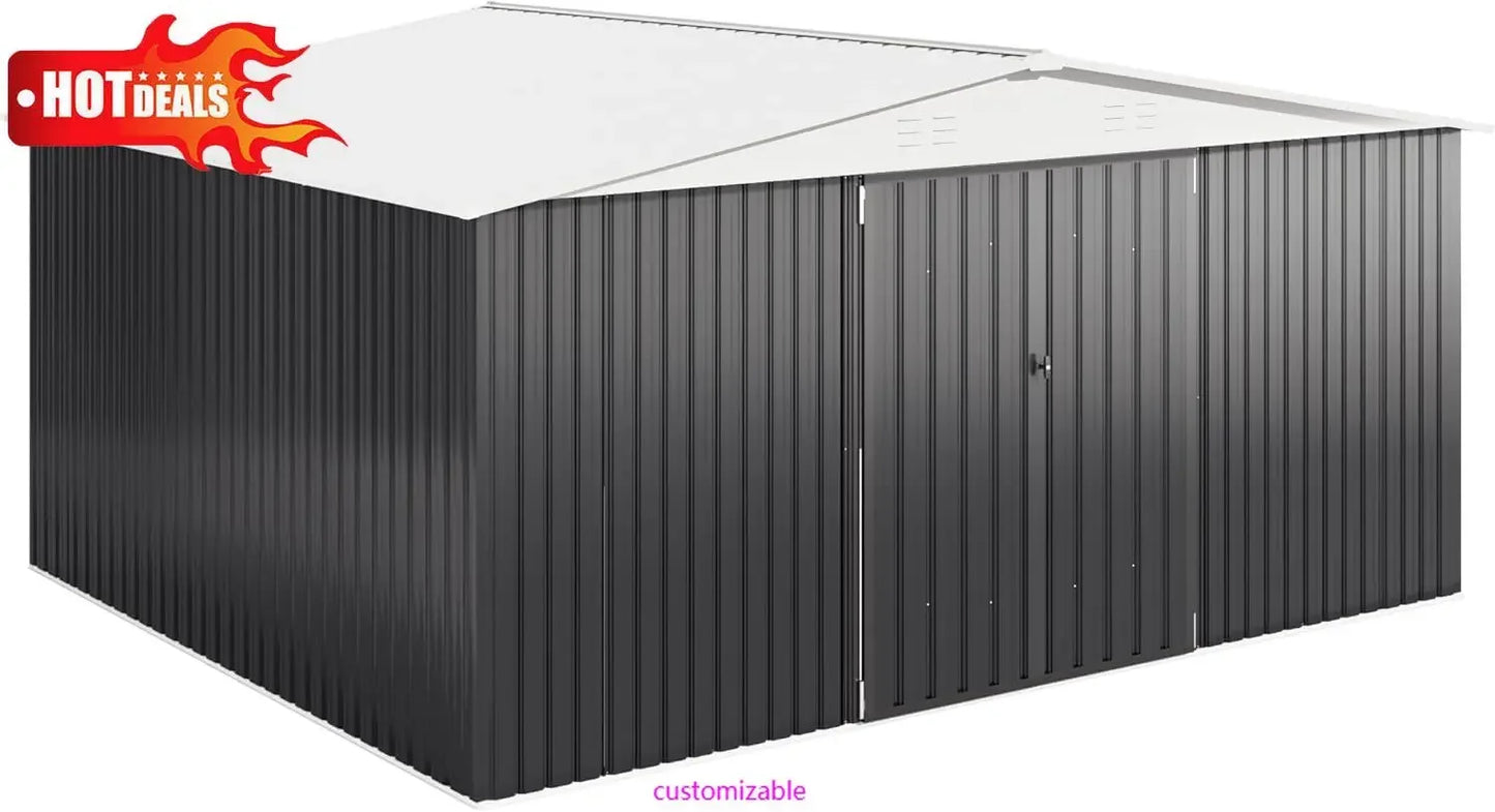 Outdoor Metal Storage Shed With Lockable Doors And Updated Frame