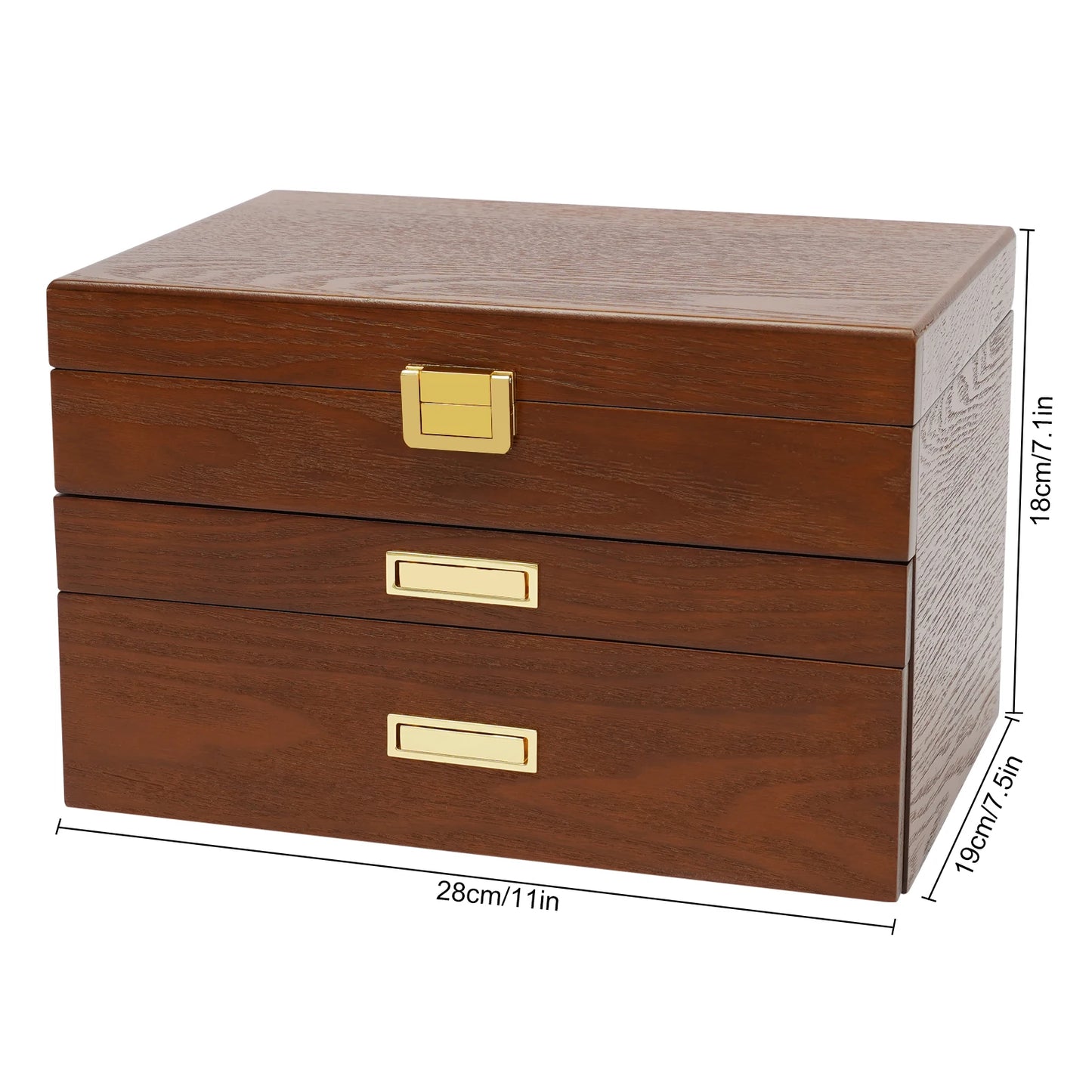 NONECN Wooden Jewelry And Watch Display Case Organizer