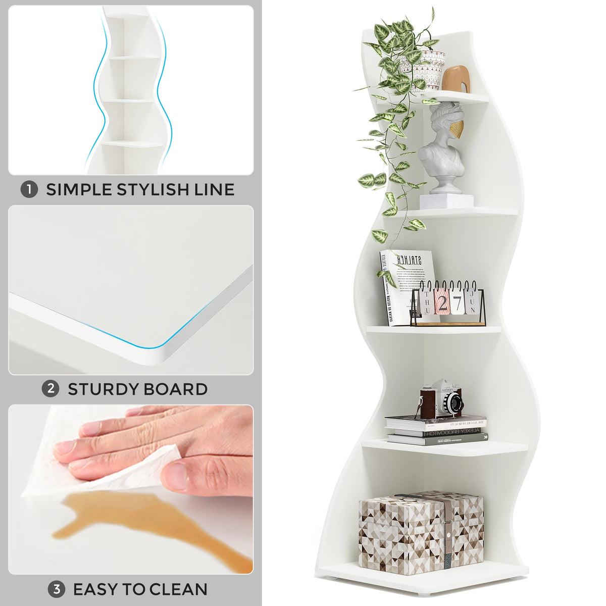 Tribesigns Modern 5 Tier Corner Shelf Bookcase Storage Rack Home