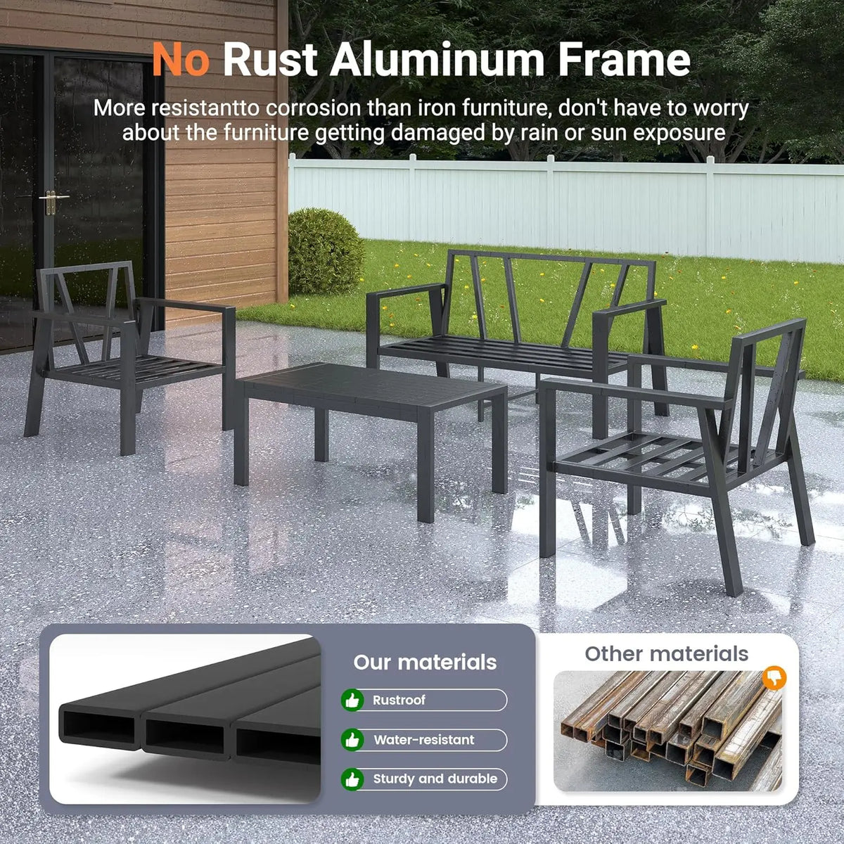 Aluminum Patio Furniture Set Outdoor Sectional Seating With Coffee Table