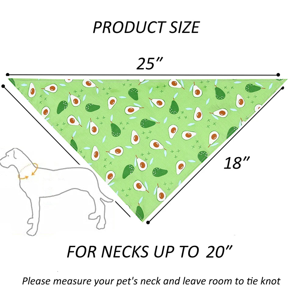 Soft Washable Fruit Floral Dog Bandana Adjustable Cloth Kerchief